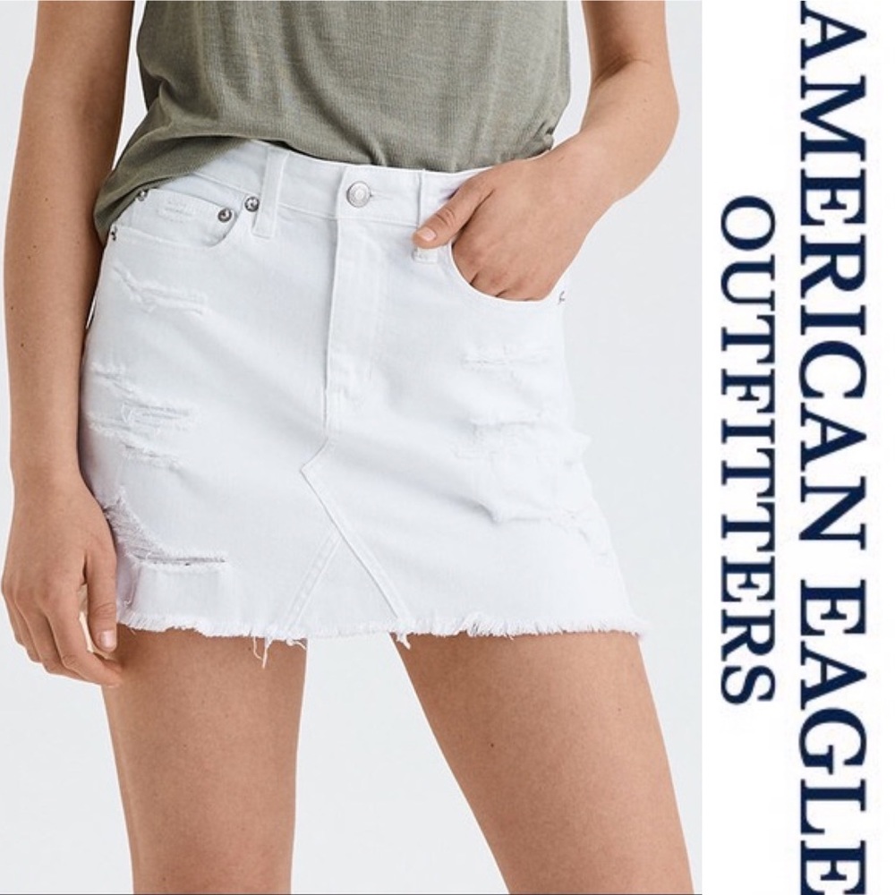 American Eagle High Waisted Festival Denim Skirt